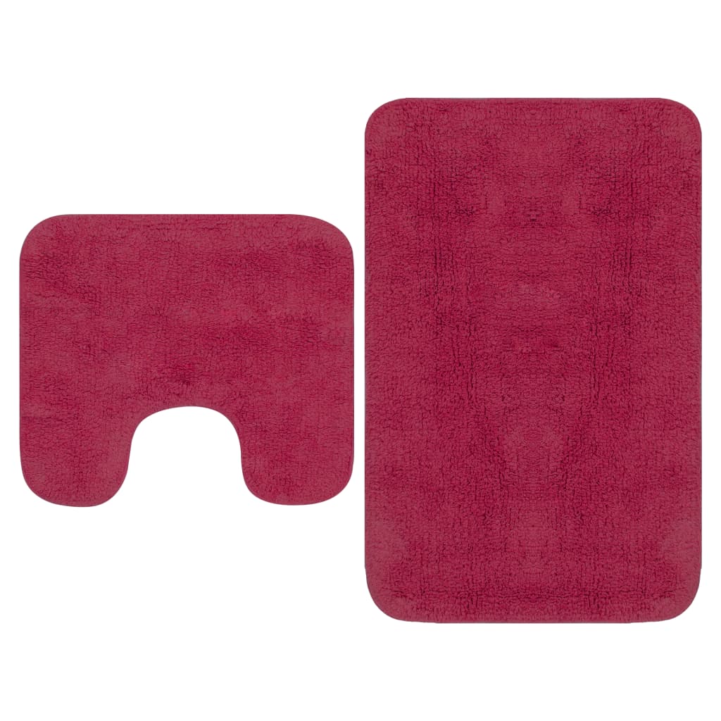 Bathroom Mat Set 2 Pieces Fabric Fuchsia
