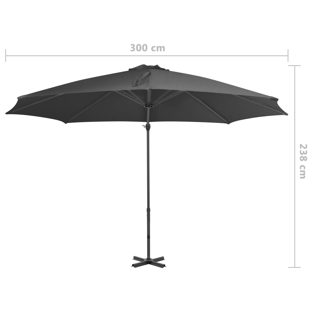 Cantilever Garden Parasol with Aluminium Pole Anthracite 300 cm