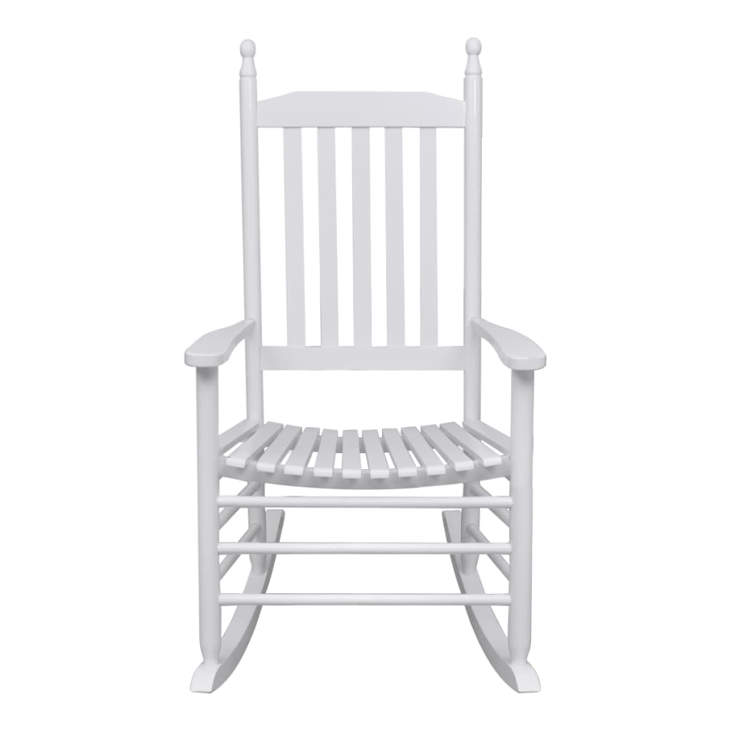 Rocking Chair with Curved Seat White Wood