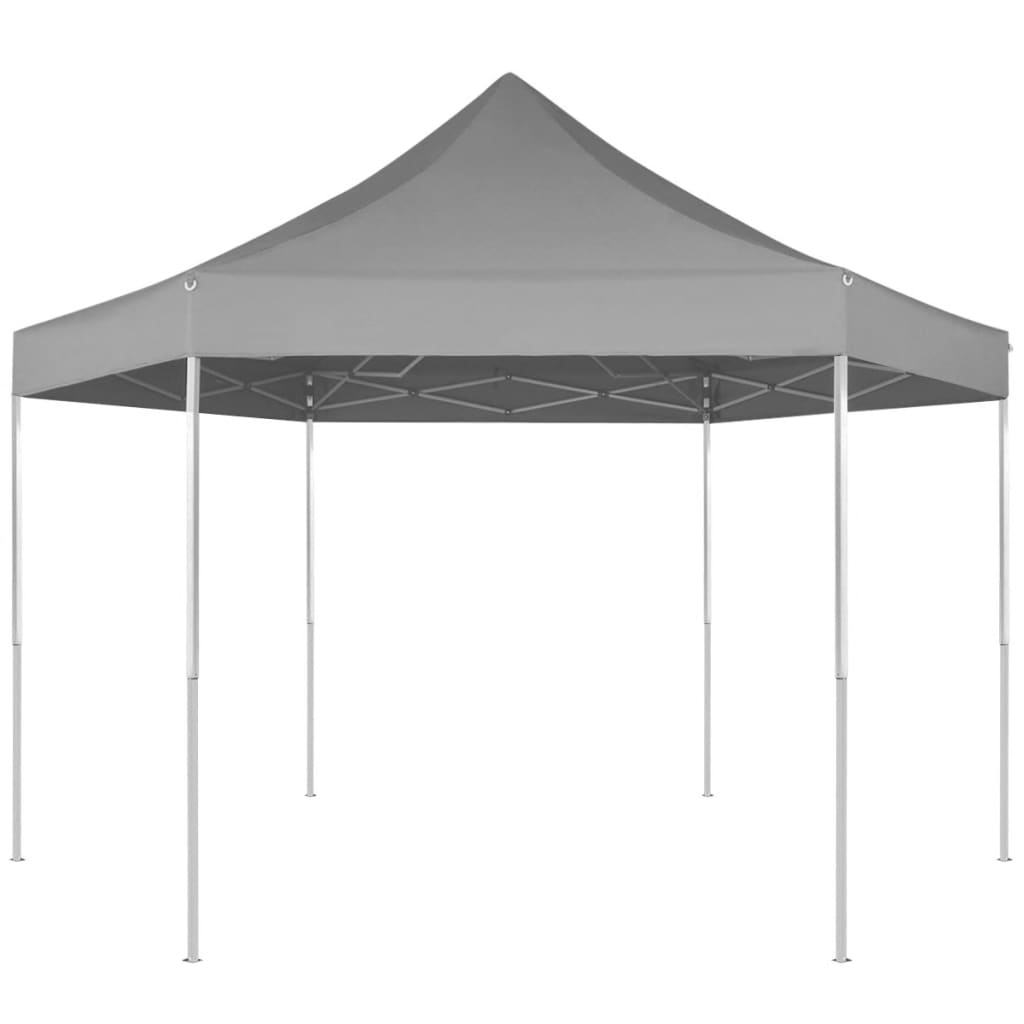 Hexagonal Pop-Up Foldable Marquee Grey 3.6x3.1 m