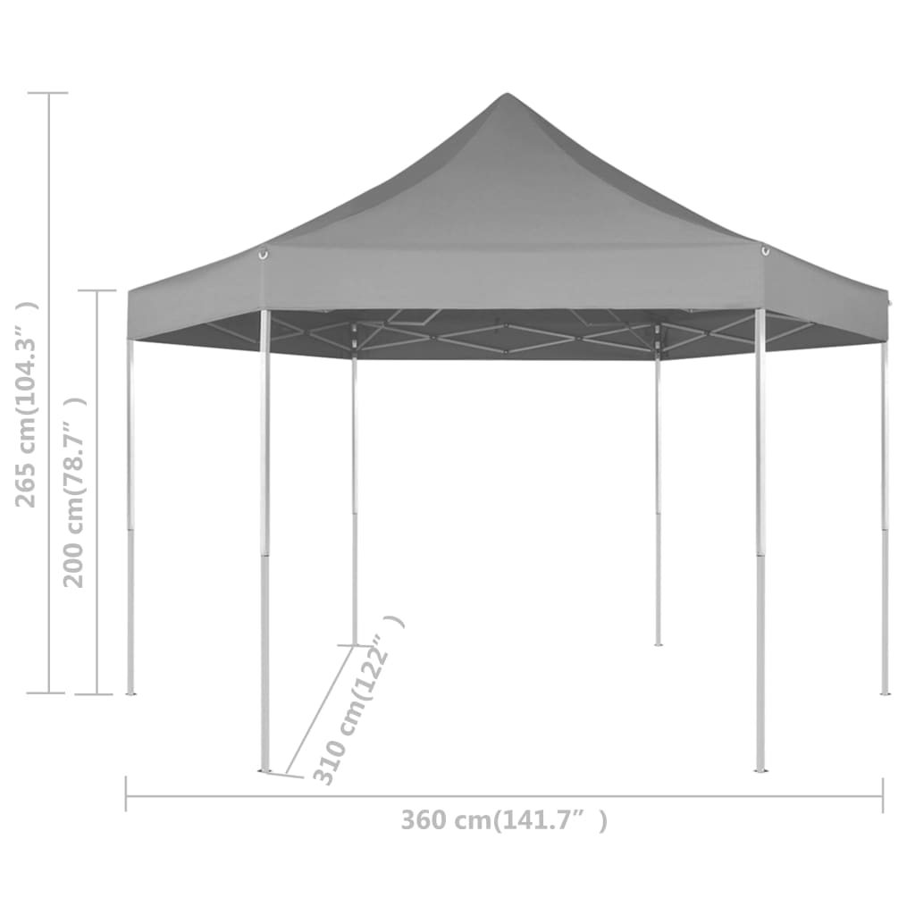 Hexagonal Pop-Up Foldable Marquee Grey 3.6x3.1 m