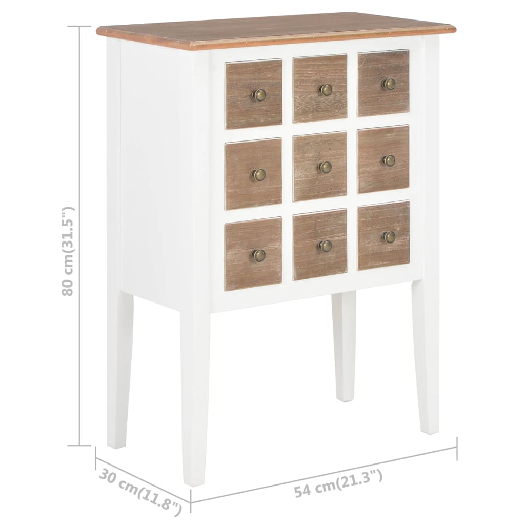 Sideboard White 54x30x80 cm Solid Wood