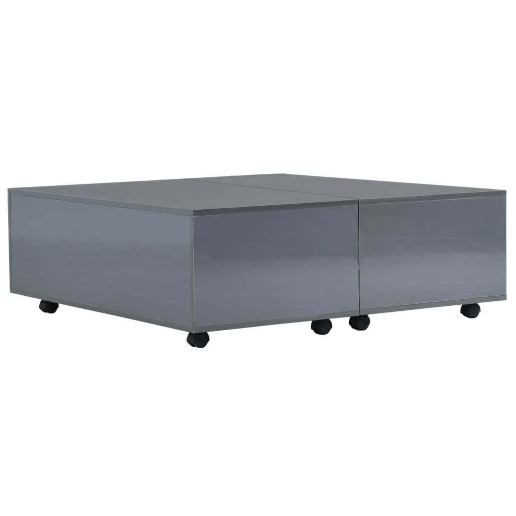Coffee Table High Gloss Grey 100x100x35 cm
