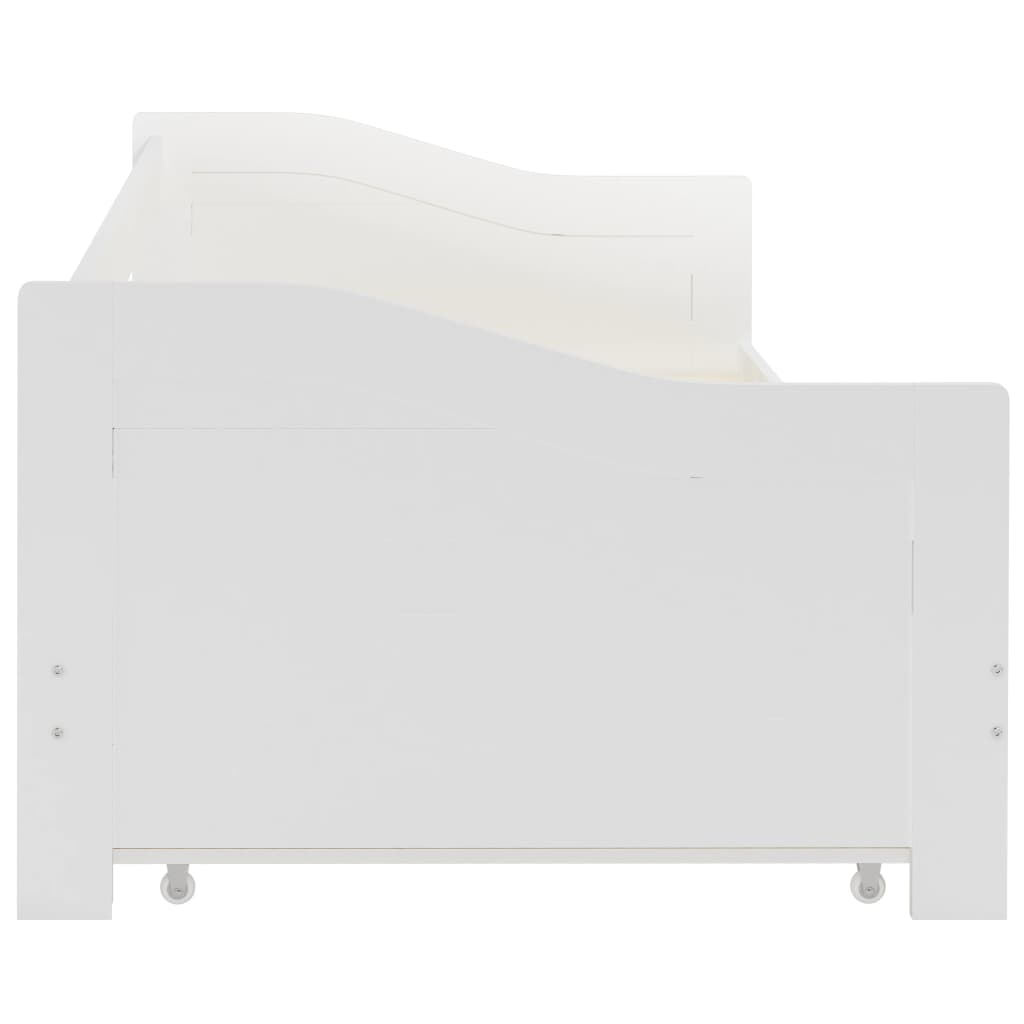 Pull-out Sofa Bed Frame without Mattress White Pinewood 90x200 cm