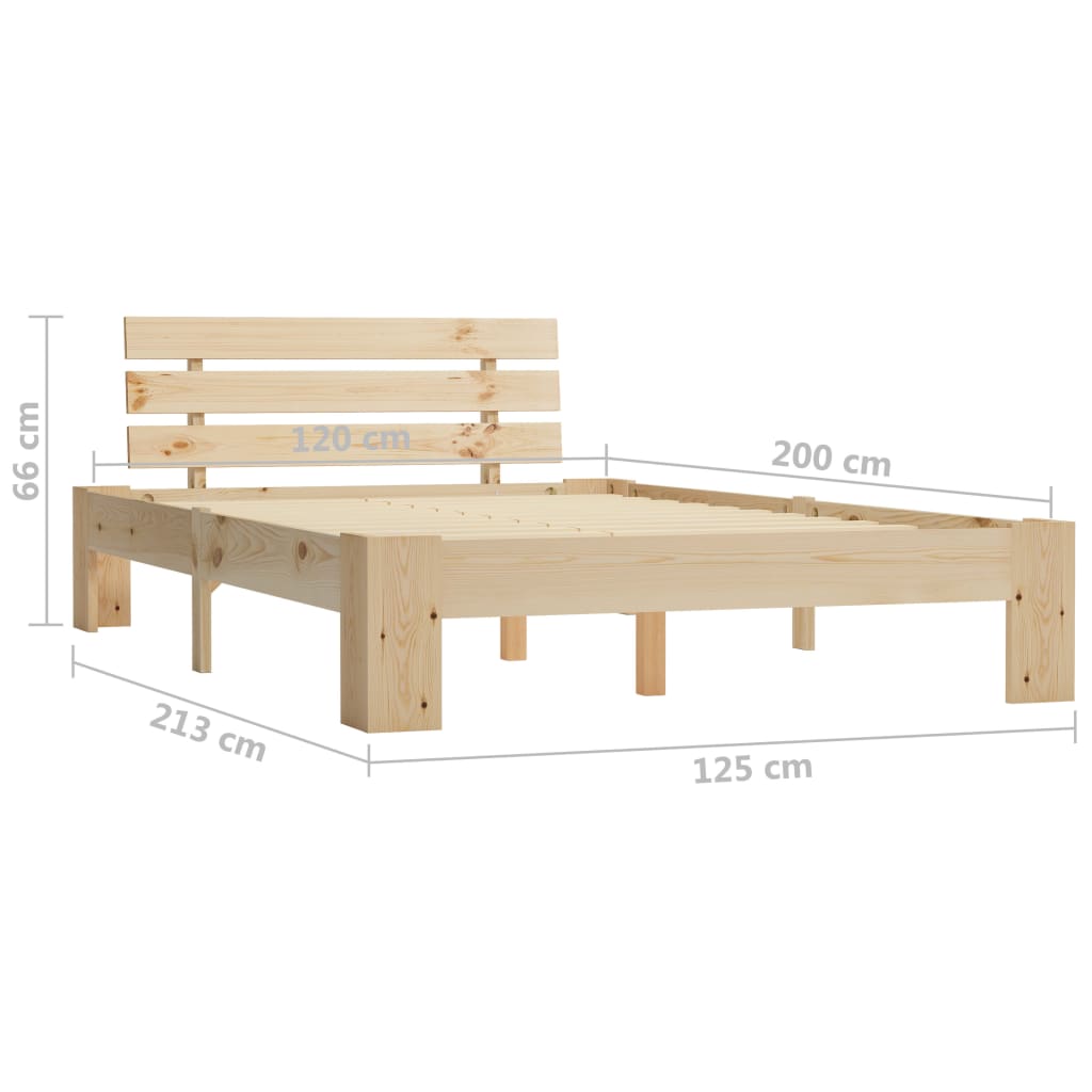 Bed Frame without Mattress Solid Pine Wood 120x200 cm