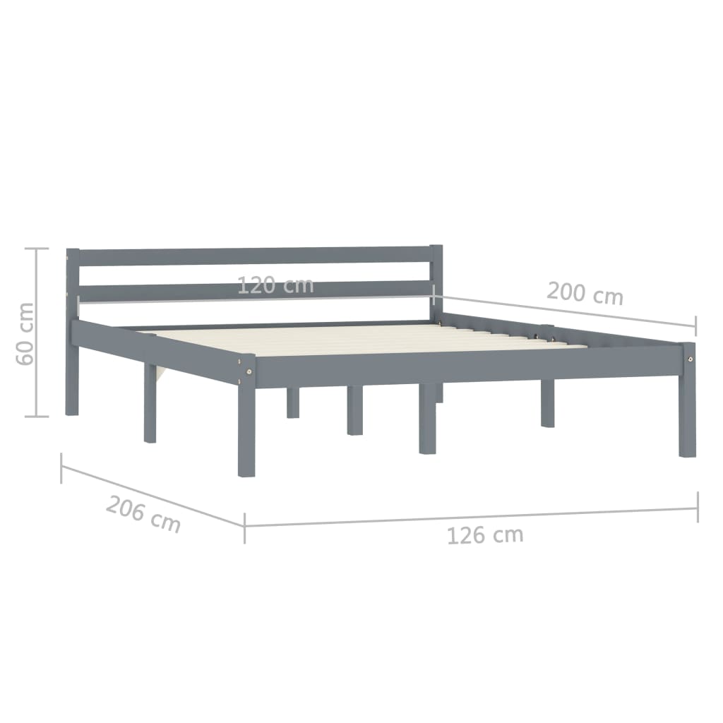 Bed Frame without Mattress Grey Solid Pine Wood 120x200 cm