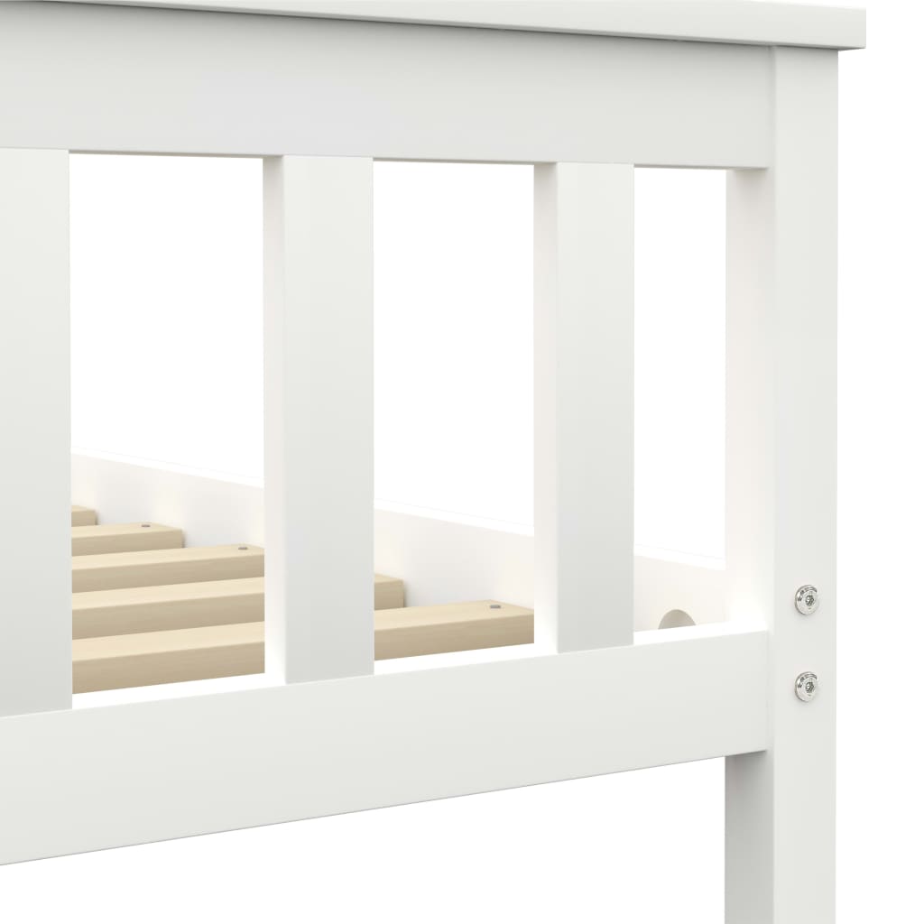 Bed Frame without Mattress White Solid Pinewood 180x200 cm Super King