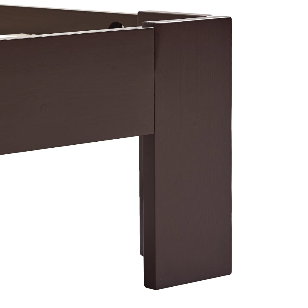 Bed Frame without Mattress Dark Brown Solid Pine Wood 90x200 cm