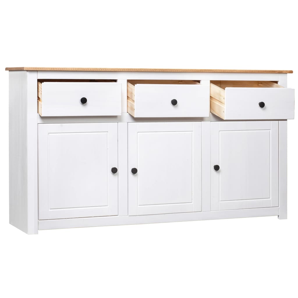 Sideboard White 135x40x80 cm Solid Pinewood Panama Range