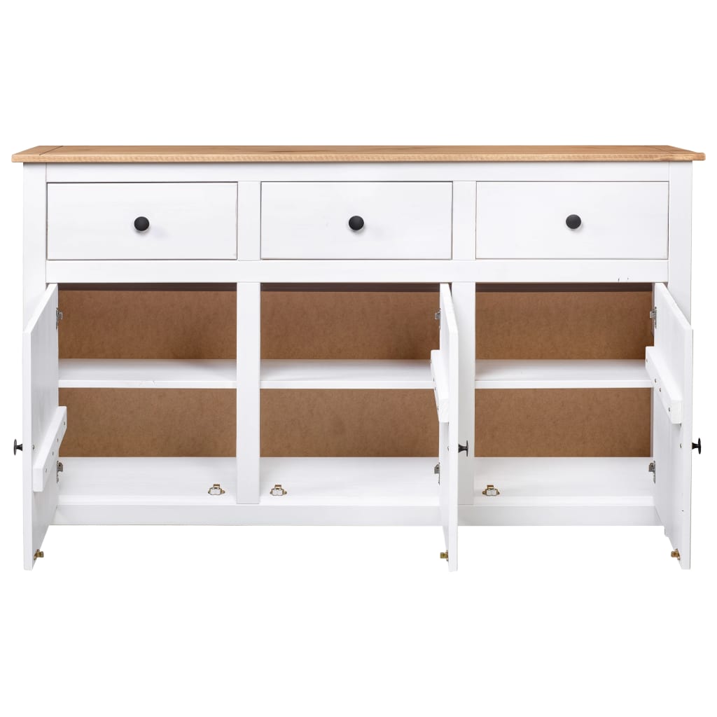 Sideboard White 135x40x80 cm Solid Pinewood Panama Range