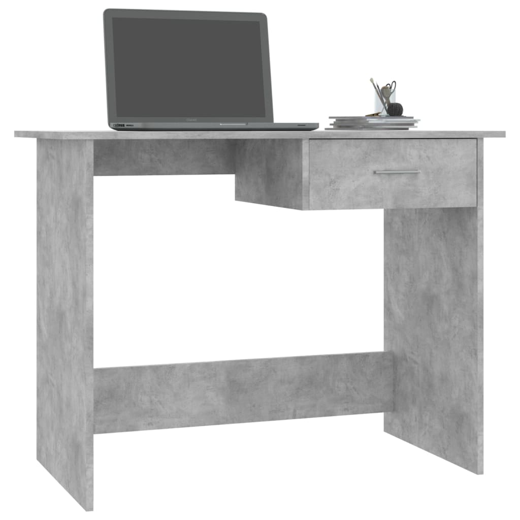 Desk Concrete Grey 100x50x76 cm Engineered Wood