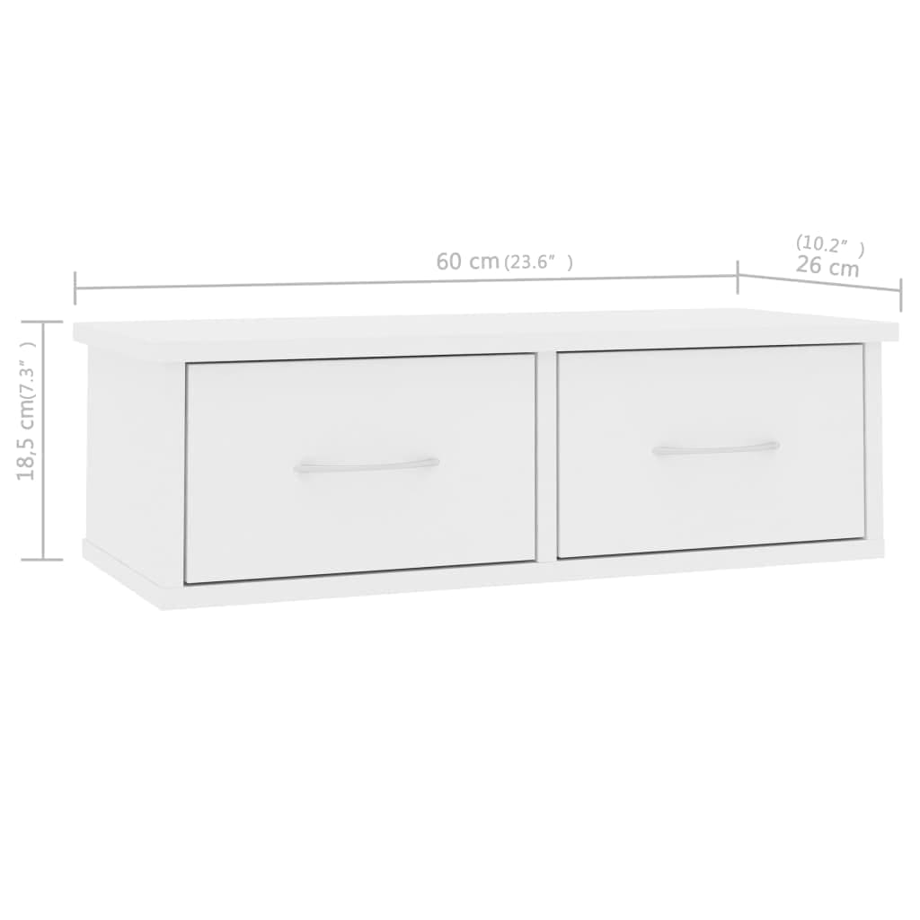 Wall-mounted Drawer Shelf White 60x26x18.5 cm Engineered Wood