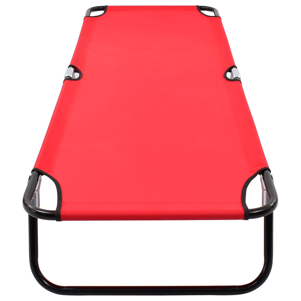 Folding Sun Lounger Red Steel