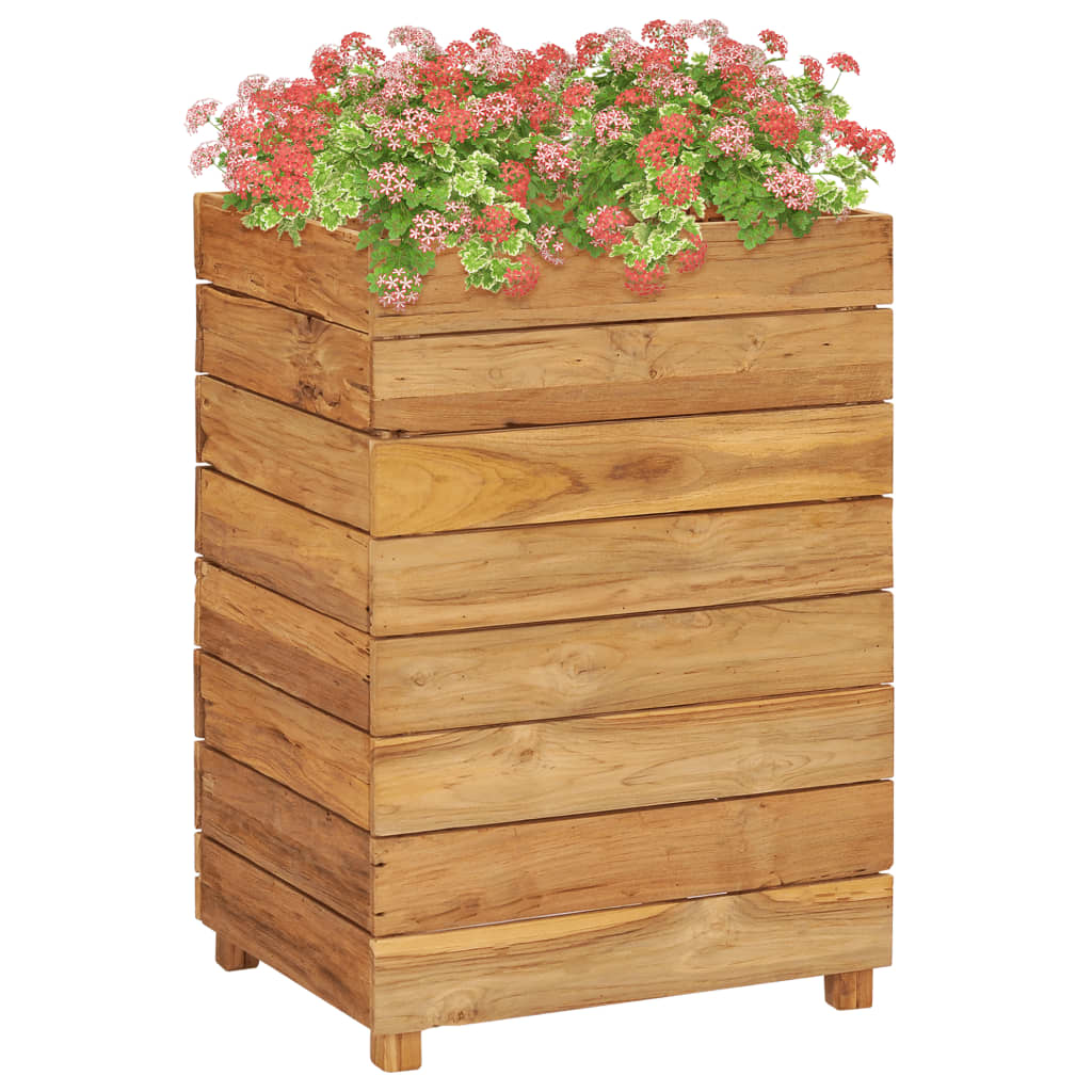 Raised Bed 50x40x72 cm Recycled Teak Wood and Steel