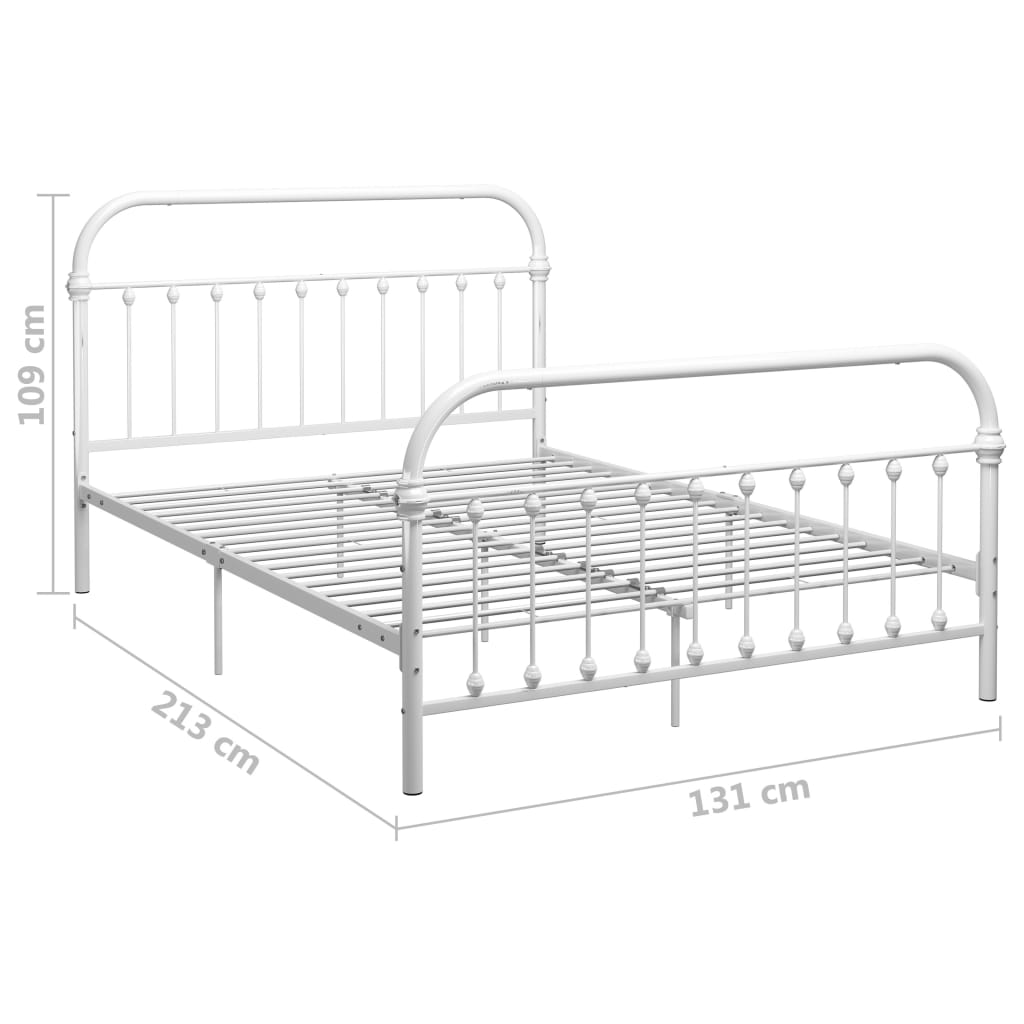 vidaXL Bed Frame White Metal 120x200 cm