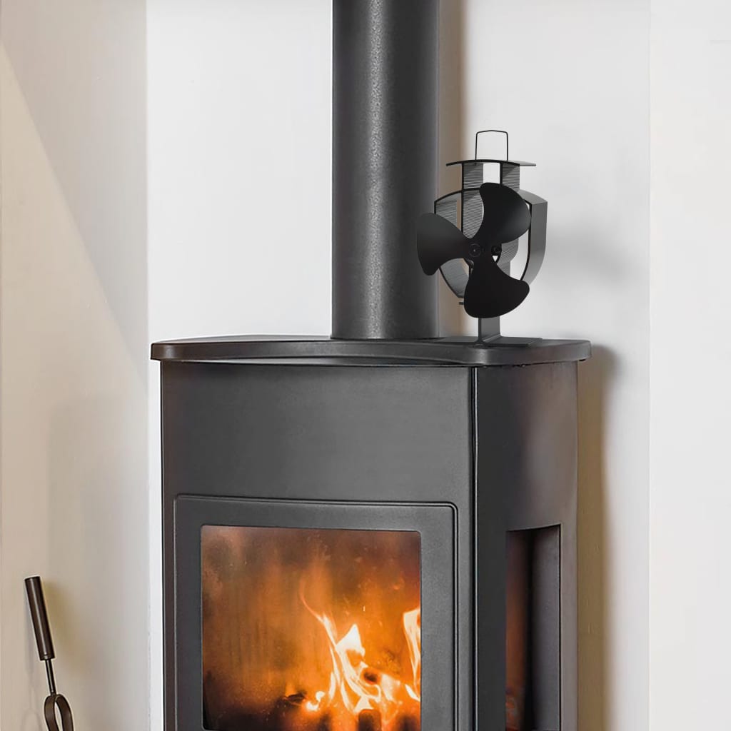 Heat Powered Stove Fan 3 Blades Black