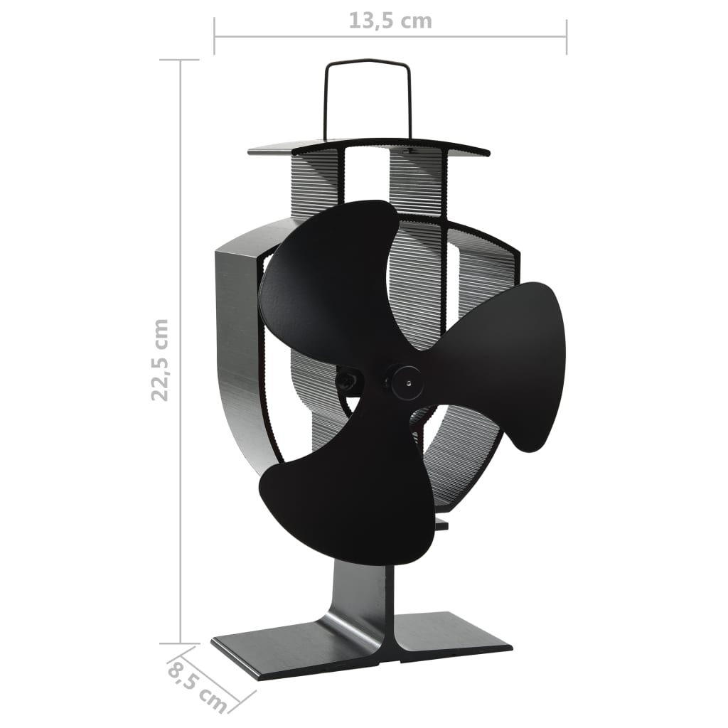 Heat Powered Stove Fan 3 Blades Black