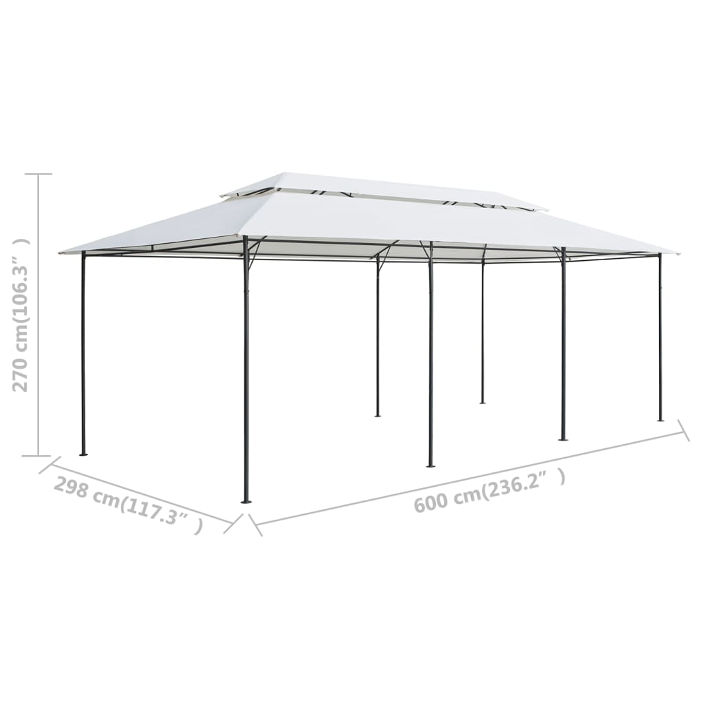 Gazebo 600x298x270 cm White 180g/m²