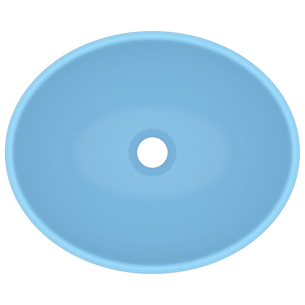Luxury Basin Oval-shaped Matt Light Blue 40x33 cm Ceramic