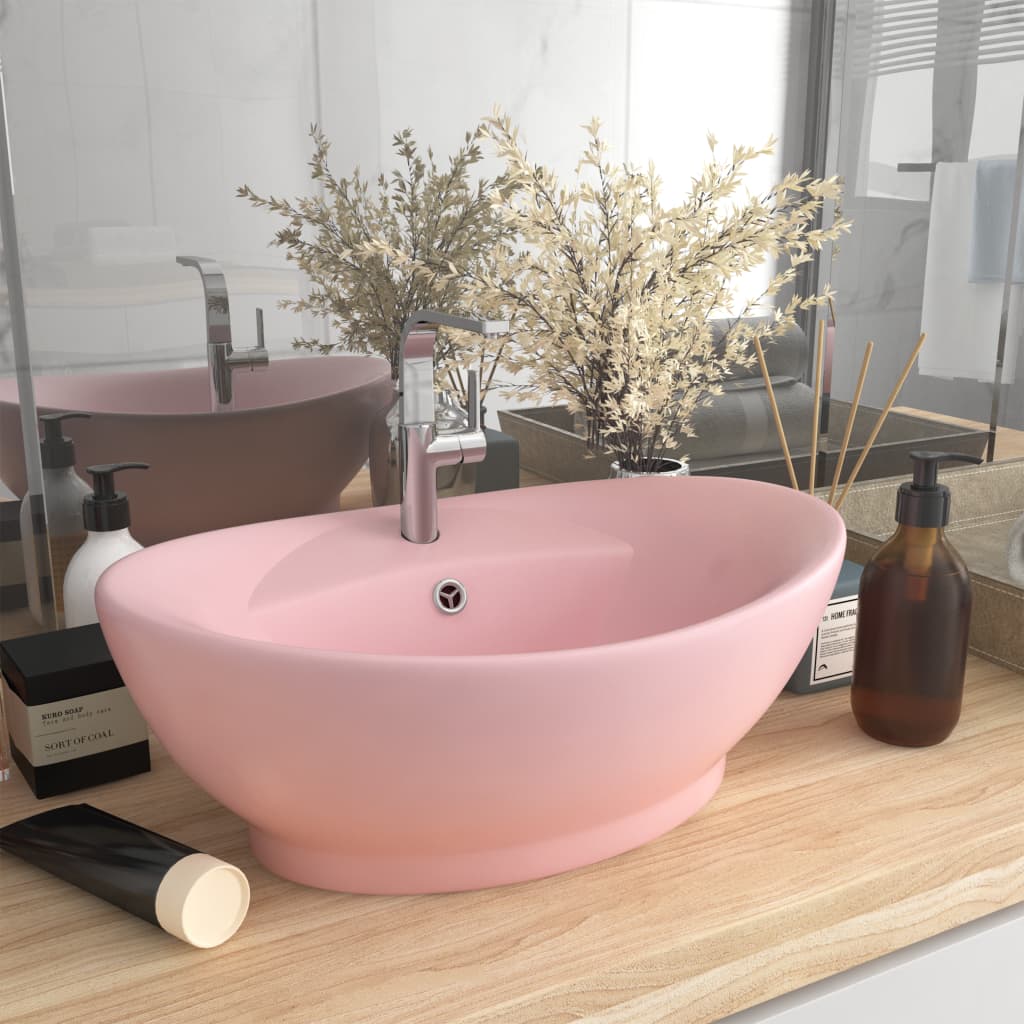 Luxury Basin Overflow Oval Matt Pink 58.5x39 cm Ceramic