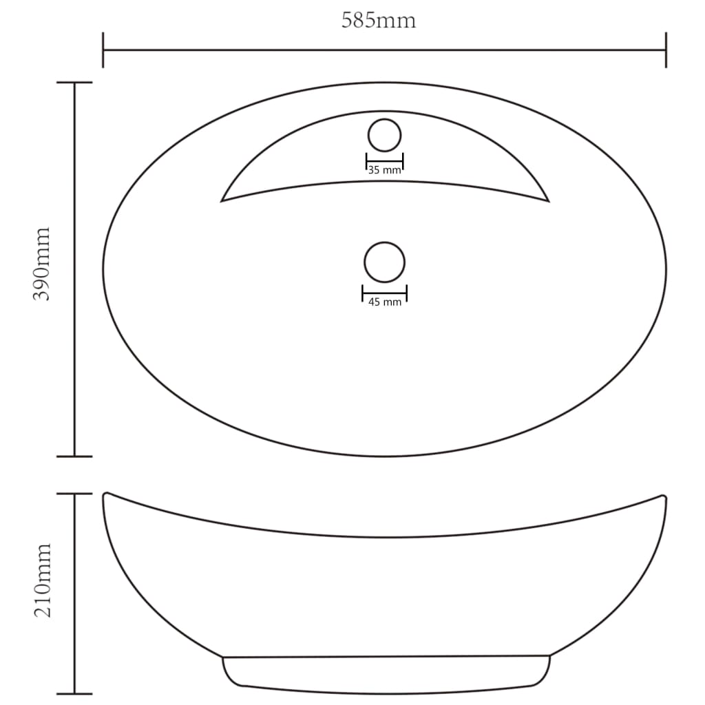 Luxury Basin Overflow Oval Matt Light Blue 58.5x39 cm Ceramic