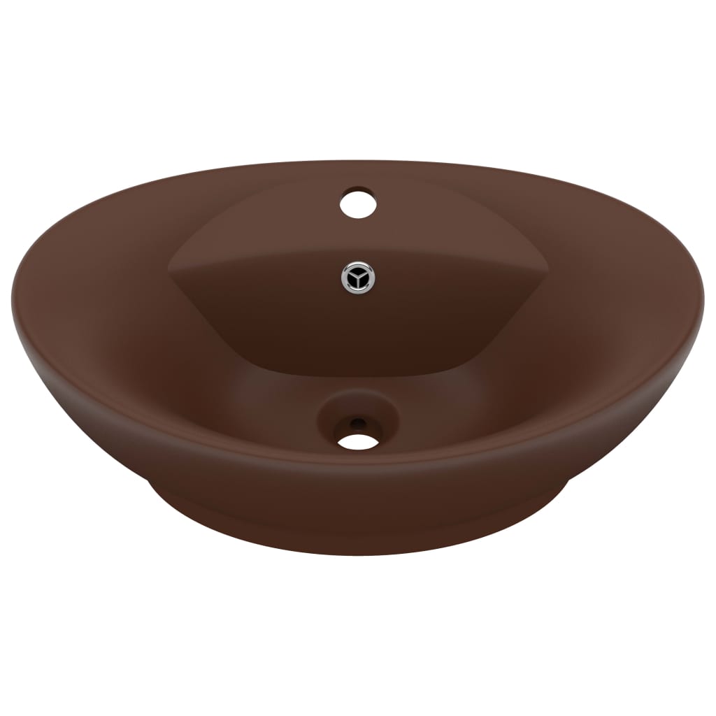 Luxury Basin Overflow Oval Matt Dark Brown 58.5x39 cm Ceramic