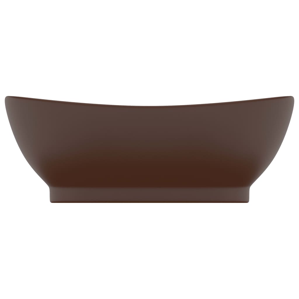 Luxury Basin Overflow Oval Matt Dark Brown 58.5x39 cm Ceramic