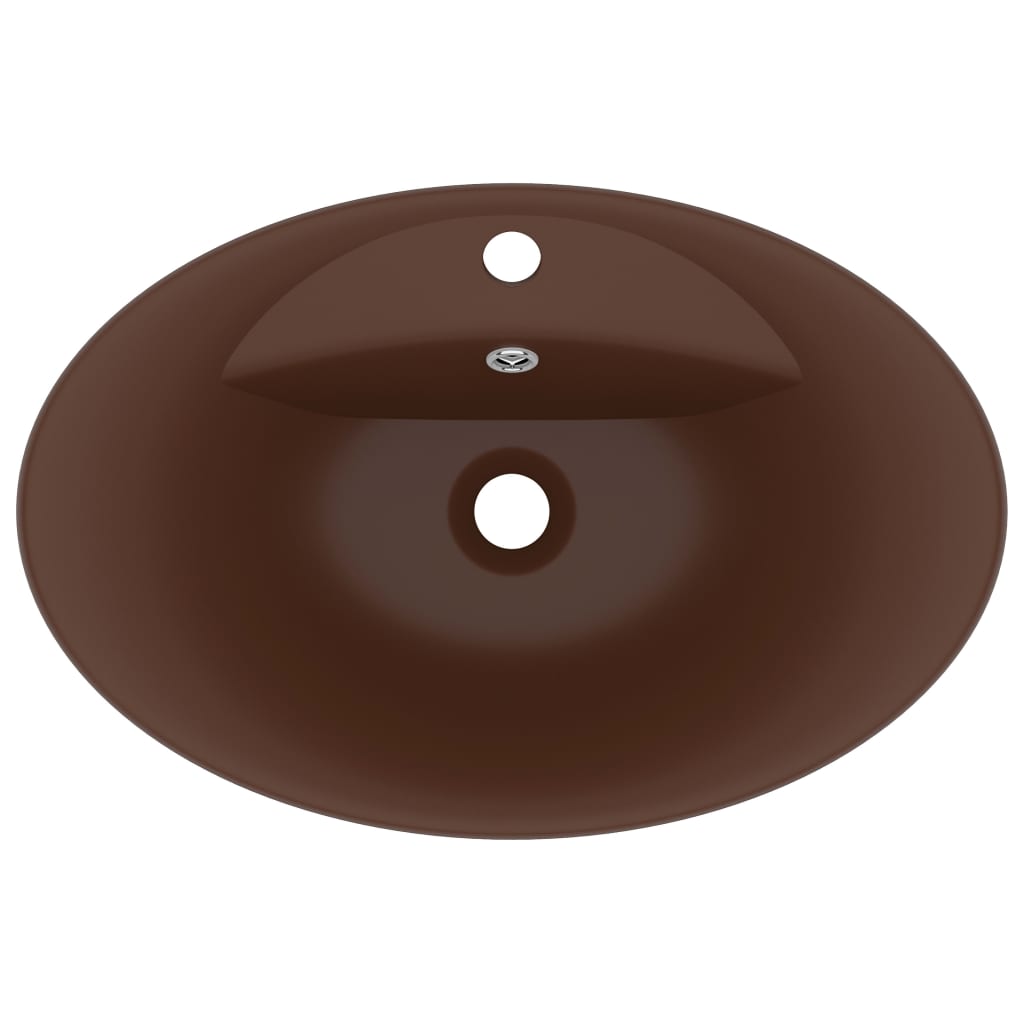 Luxury Basin Overflow Oval Matt Dark Brown 58.5x39 cm Ceramic
