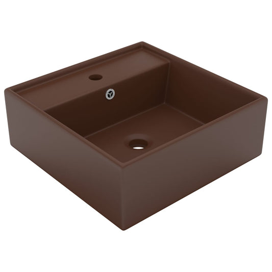 Luxury Basin Overflow Square Matt Dark Brown 41x41 cm Ceramic