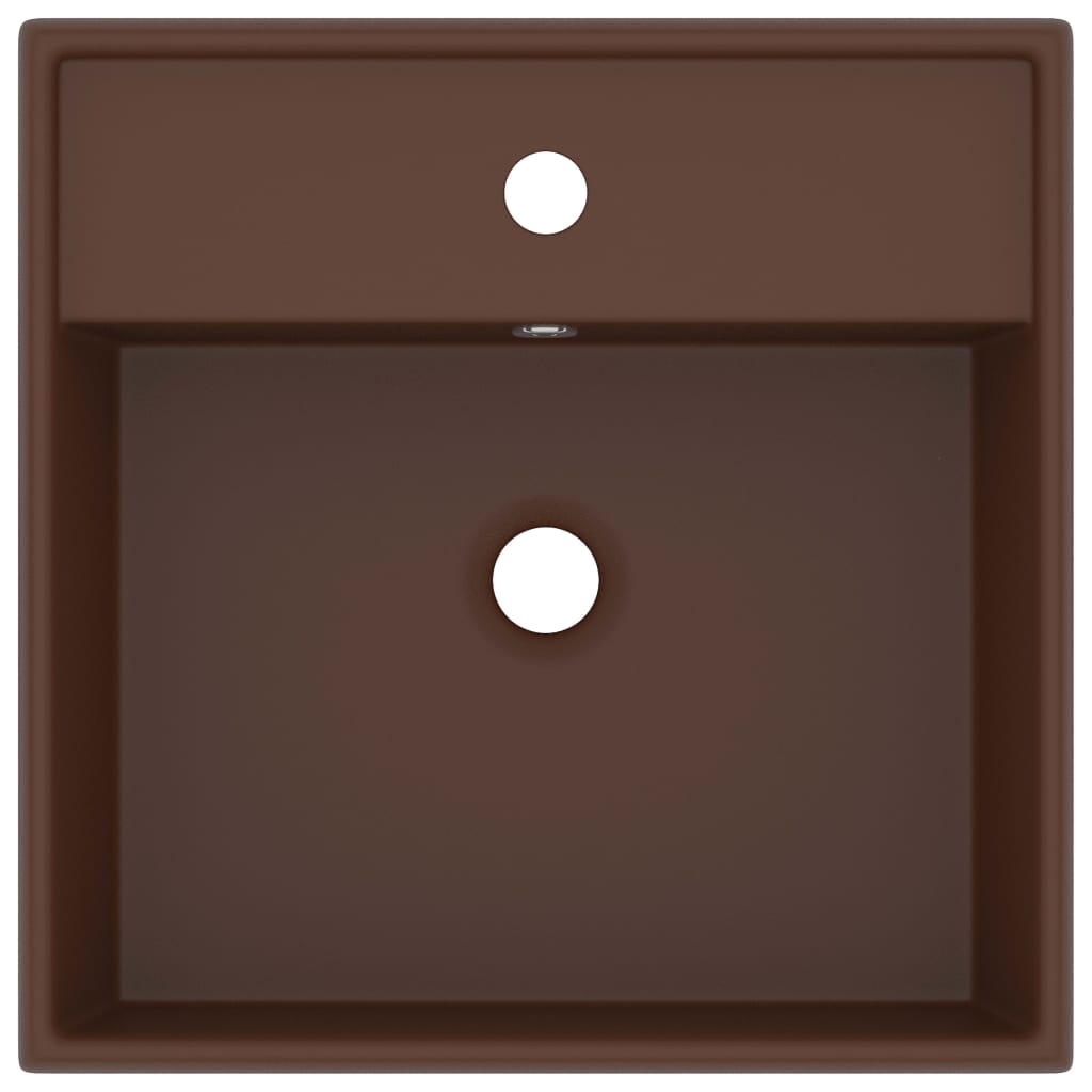 Luxury Basin Overflow Square Matt Dark Brown 41x41 cm Ceramic