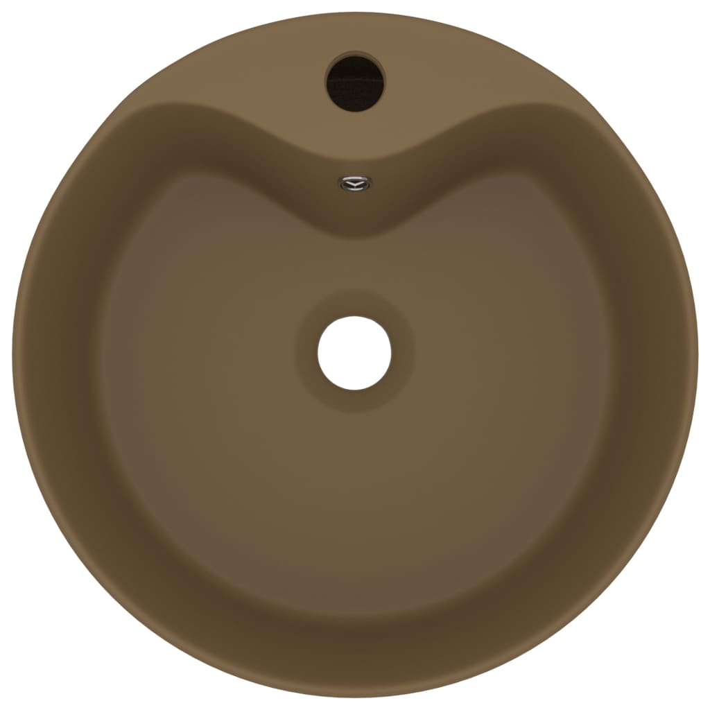 Luxury Wash Basin with Overflow Matt Cream 36x13 cm Ceramic