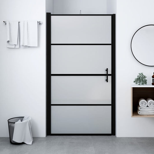 Shower Door Frost Tempered Glass 100x178 cm Black