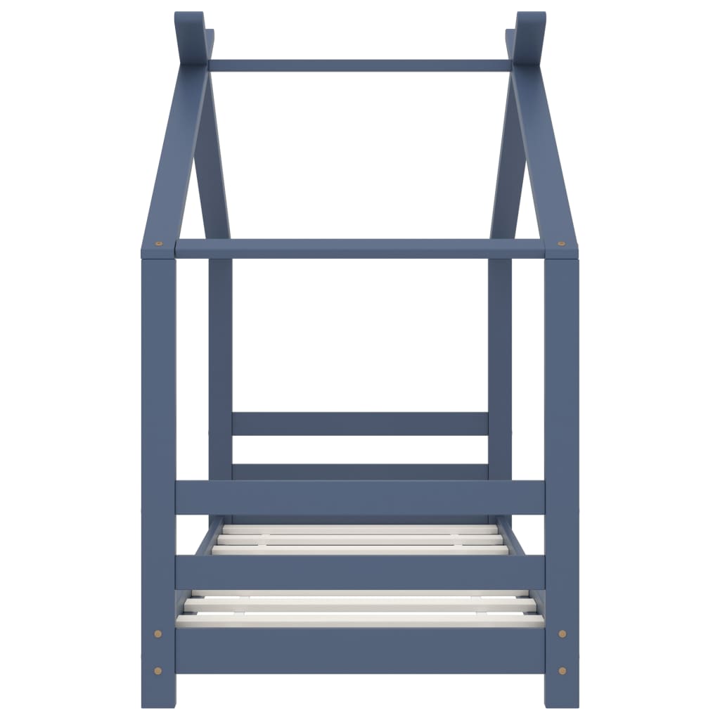Kids Bed Frame Grey Solid Pine Wood 70x140 cm