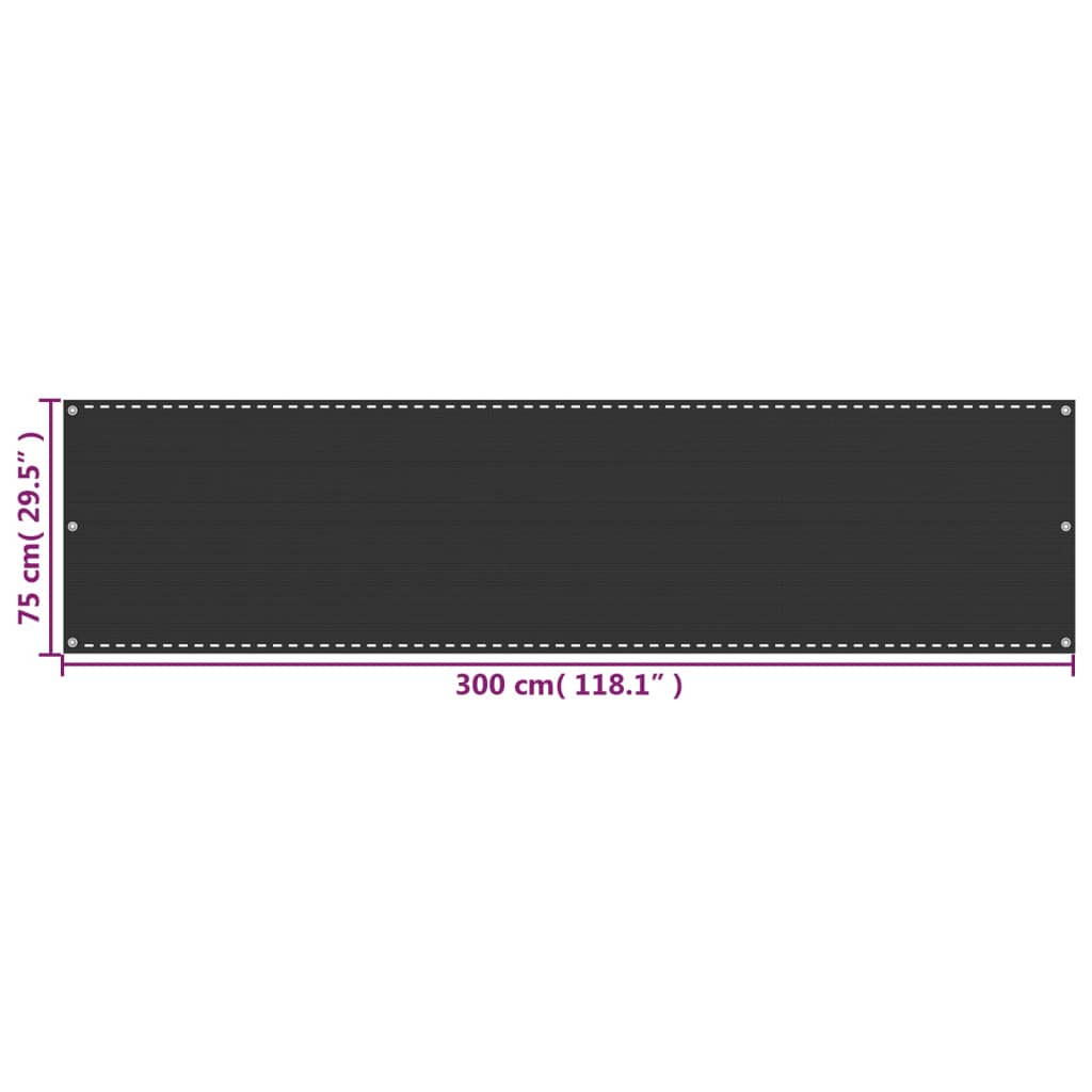 Balcony Screen Anthracite 75x300 cm HDPE