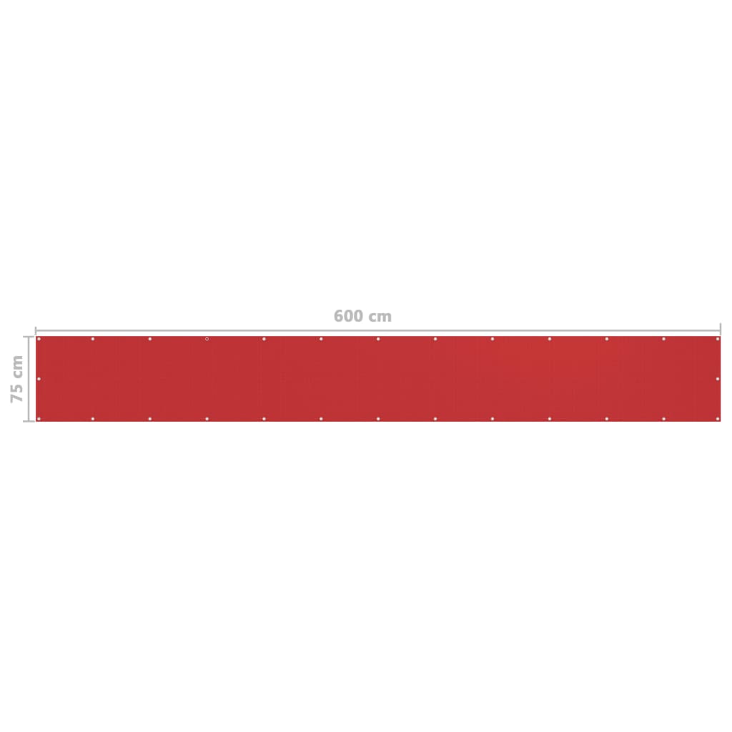 Balcony Screen Red 75x600 cm HDPE