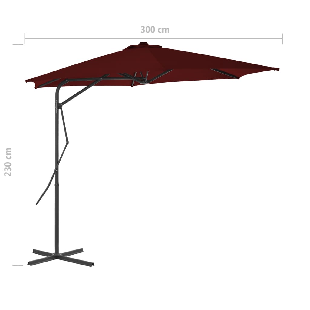 Garden Parasol with Steel Pole Bordeaux Red 300x230 cm