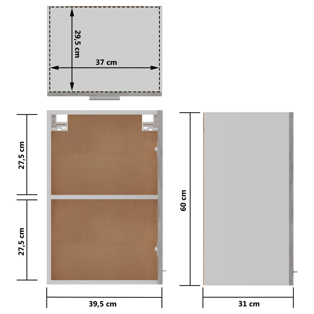 Hanging Cabinet Lyon Concrete Grey 39.5x31x60 cm Engineered Wood