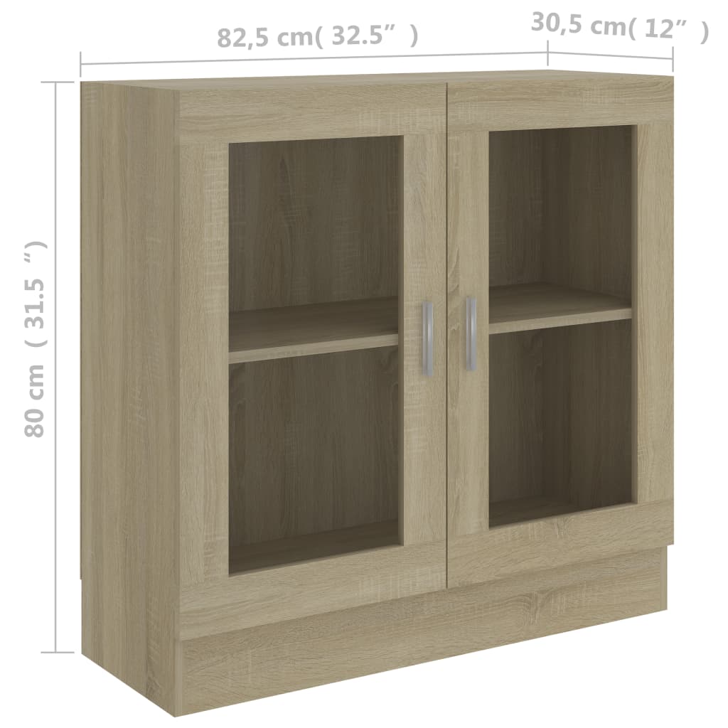 Vitrine Cabinet Sonoma Oak 82.5x30.5x80 cm Engineered Wood