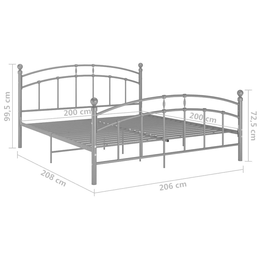Bed Frame without Mattress Grey Metal 200x200 cm