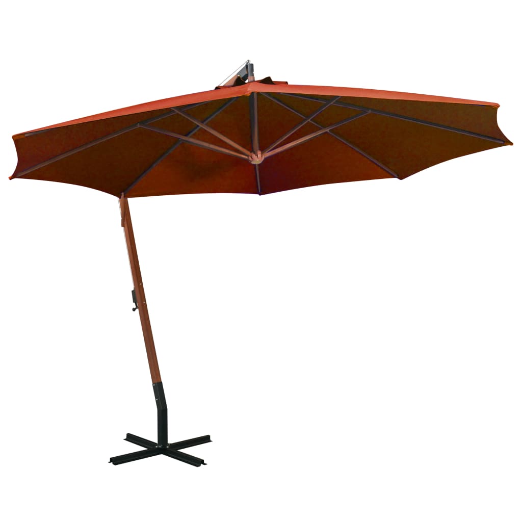 Hanging Garden Parasol with Pole Terracotta 3.5x2.9 m Solid Fir Wood