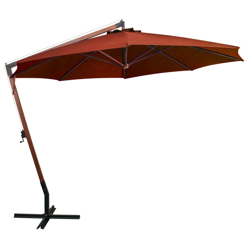 Hanging Garden Parasol with Pole Terracotta 3.5x2.9 m Solid Fir Wood