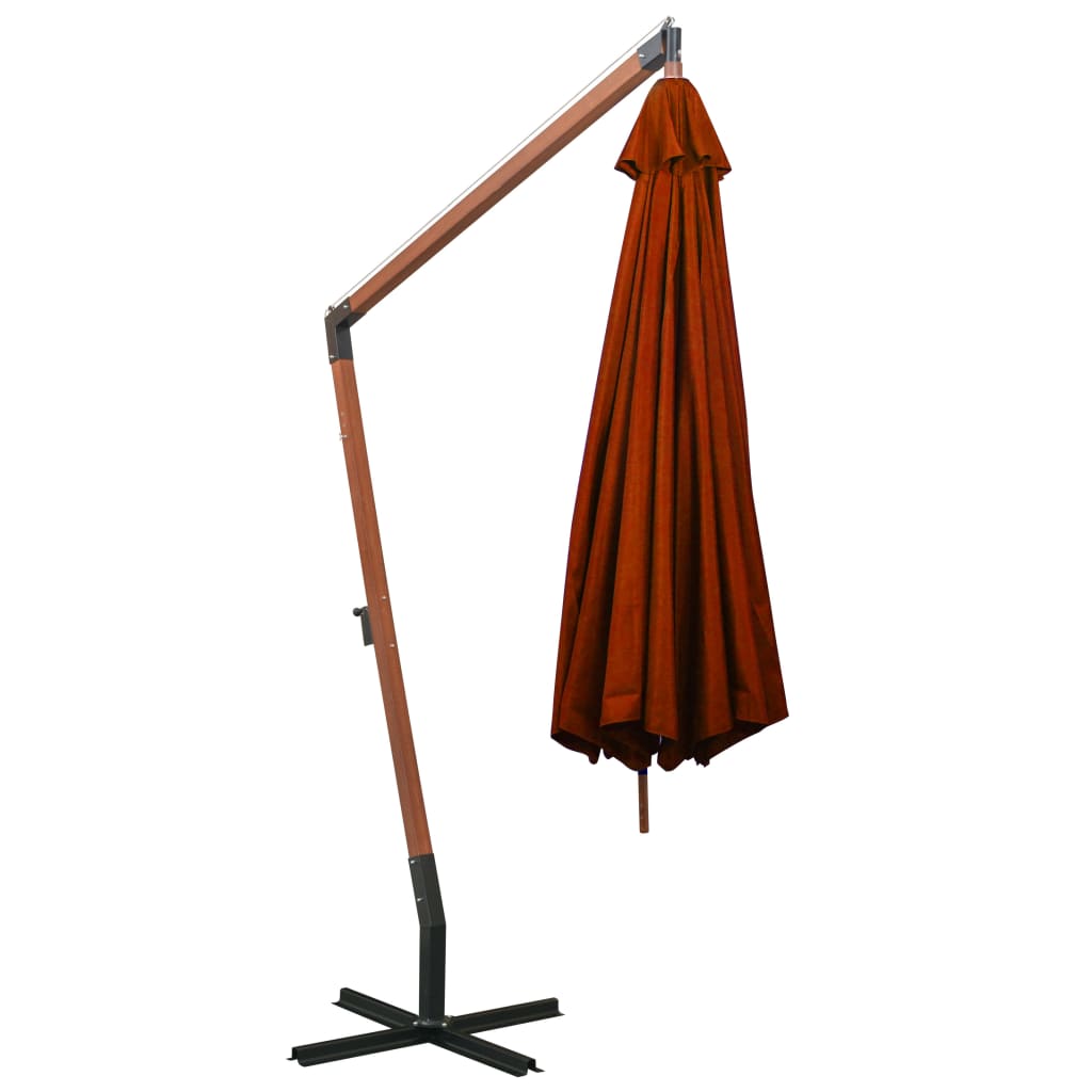 Hanging Garden Parasol with Pole Terracotta 3.5x2.9 m Solid Fir Wood