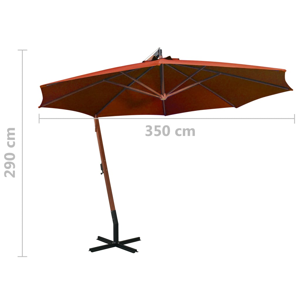 Hanging Garden Parasol with Pole Terracotta 3.5x2.9 m Solid Fir Wood