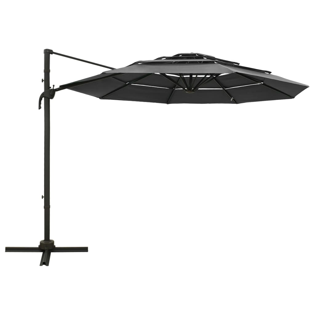 4-Tier Garden Parasol with Aluminium Pole Anthracite 3x3 m