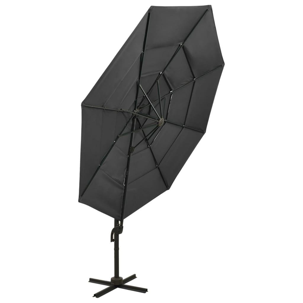 4-Tier Garden Parasol with Aluminium Pole Anthracite 3x3 m