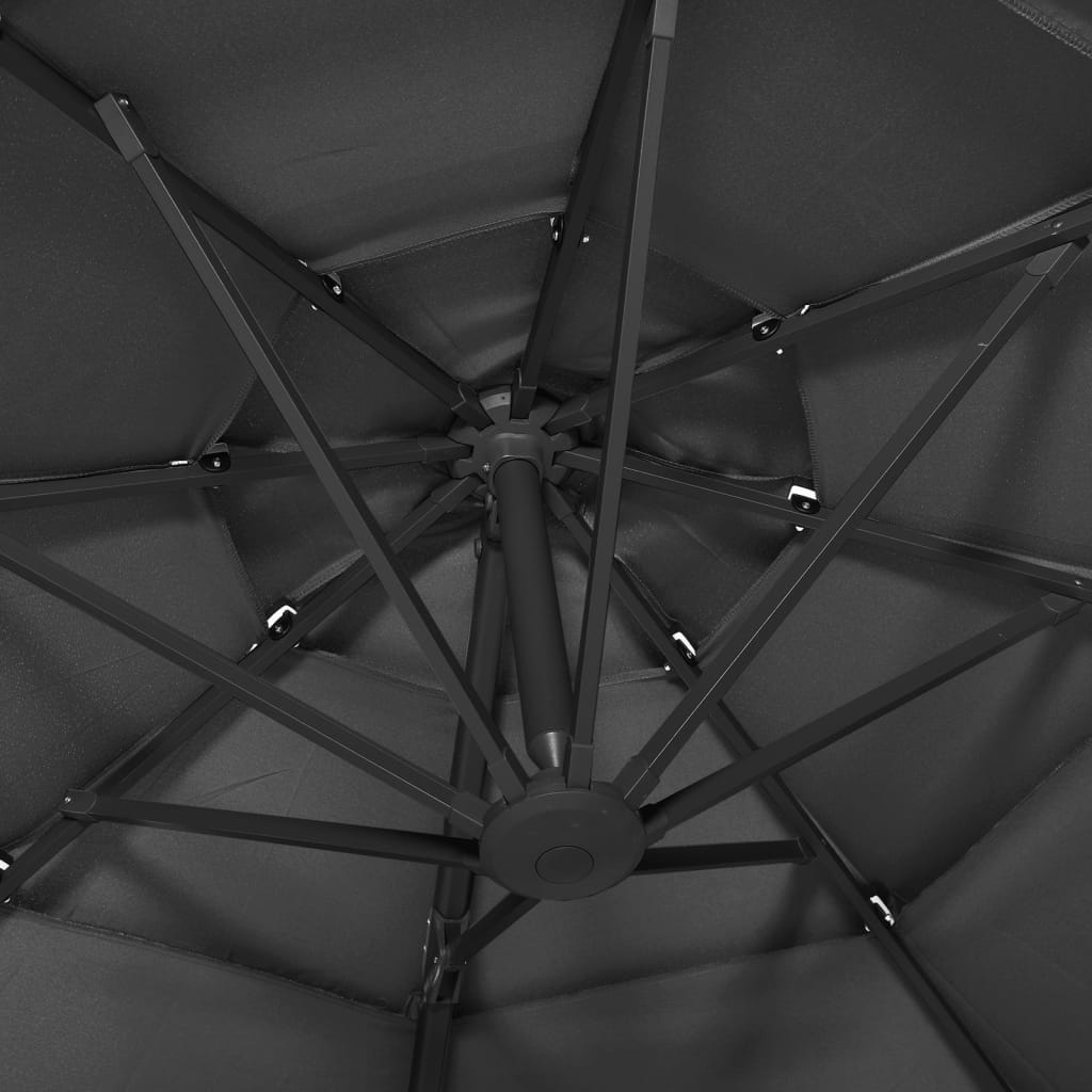 4-Tier Garden Parasol with Aluminium Pole Anthracite 3x3 m