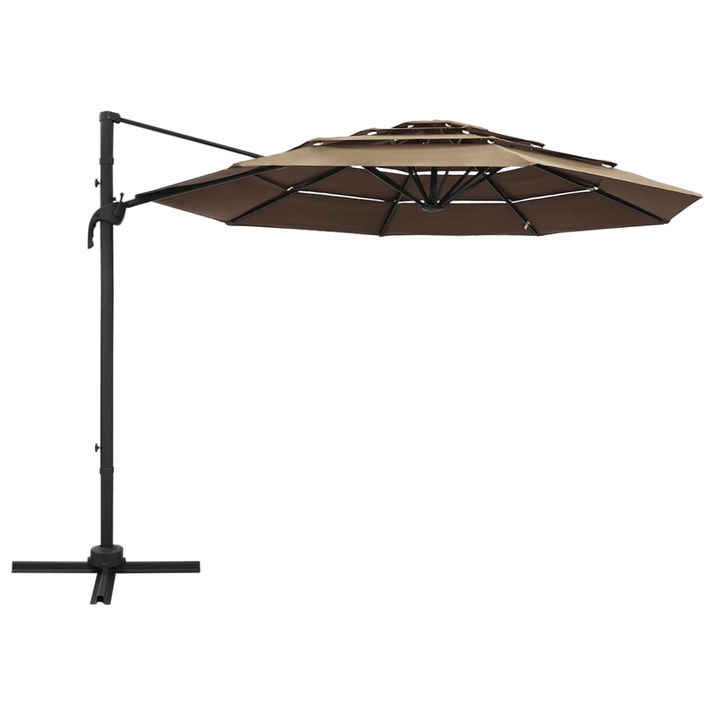 4-Tier Garden Parasol with Aluminium Pole Taupe 3x3 m