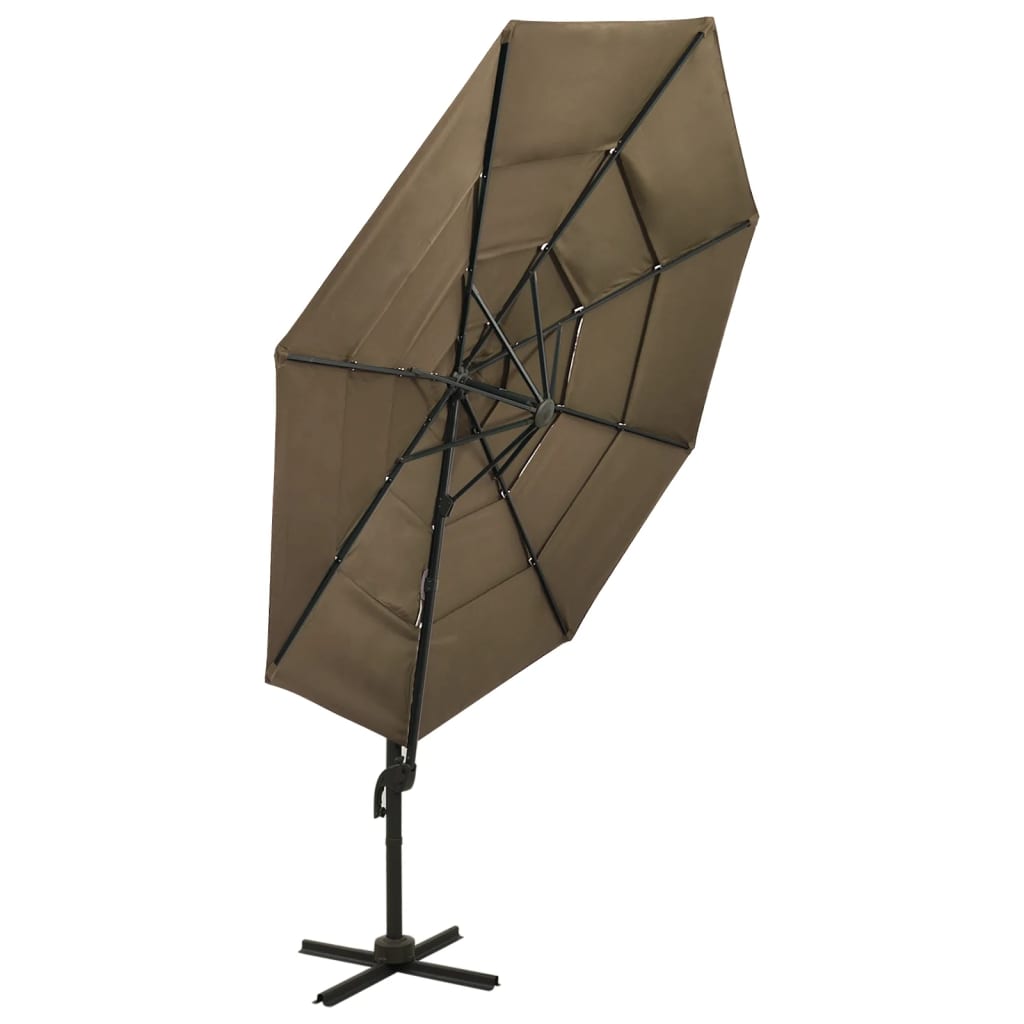 4-Tier Garden Parasol with Aluminium Pole Taupe 3x3 m
