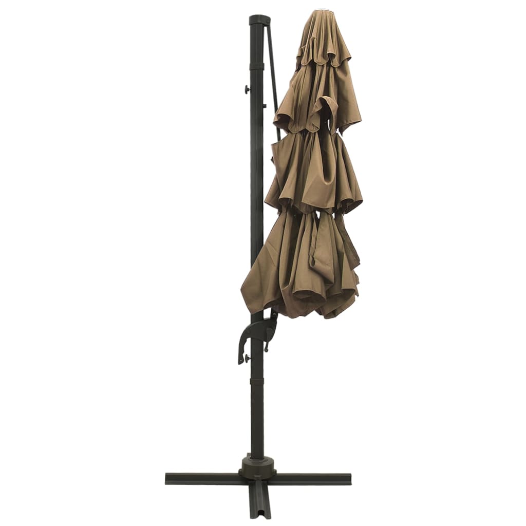 4-Tier Garden Parasol with Aluminium Pole Taupe 3x3 m