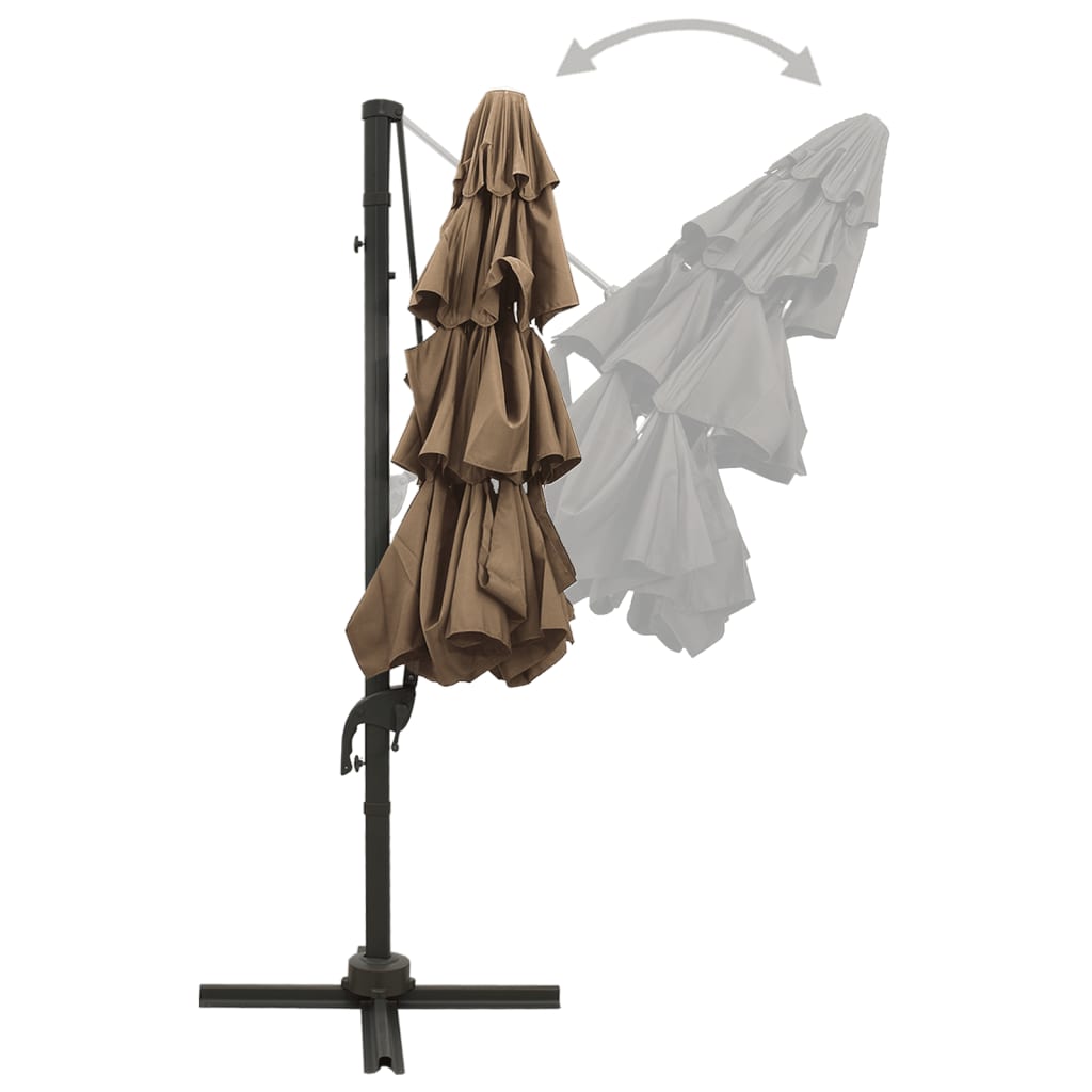4-Tier Garden Parasol with Aluminium Pole Taupe 3x3 m